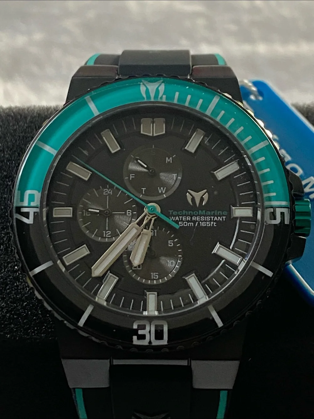 Technomarine Men's Black & Teal Sport Dive Watch